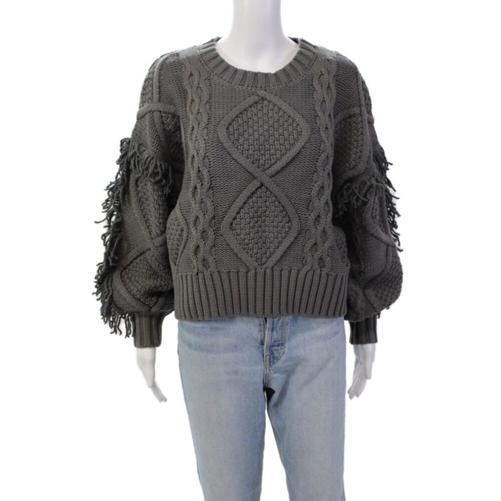 Line And Dot Womens Cotton Boxy Chunky Knit Pullover Sweater Gray Size S